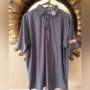 Navy blue FootJoy golf button down shirt with Titleist logo